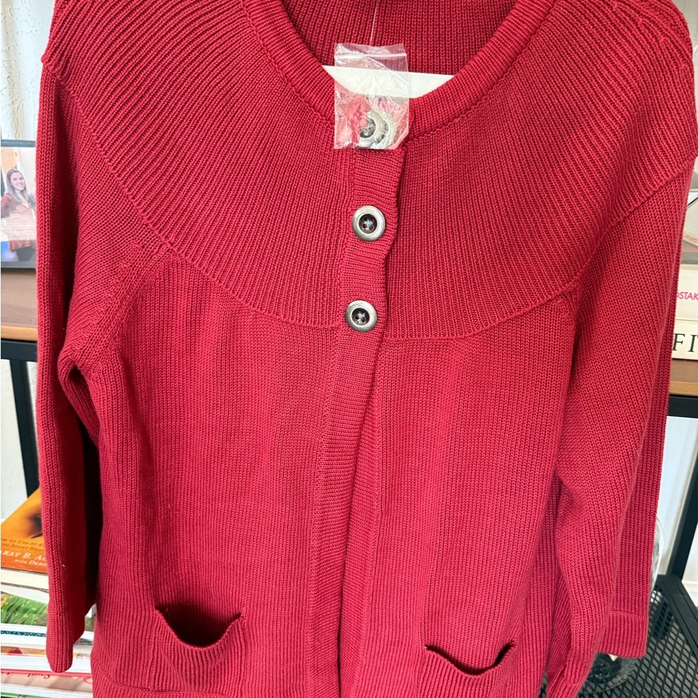 Denim&Co Red Women's Cardigan Sweater